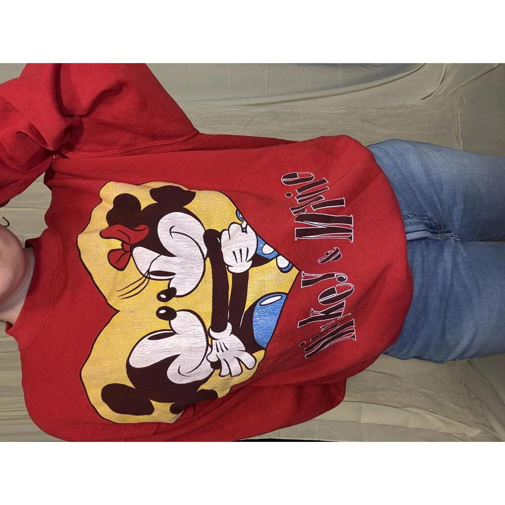 Vintage Mickey & Minnie Heart Sweatshirt - Women's M/L oversized